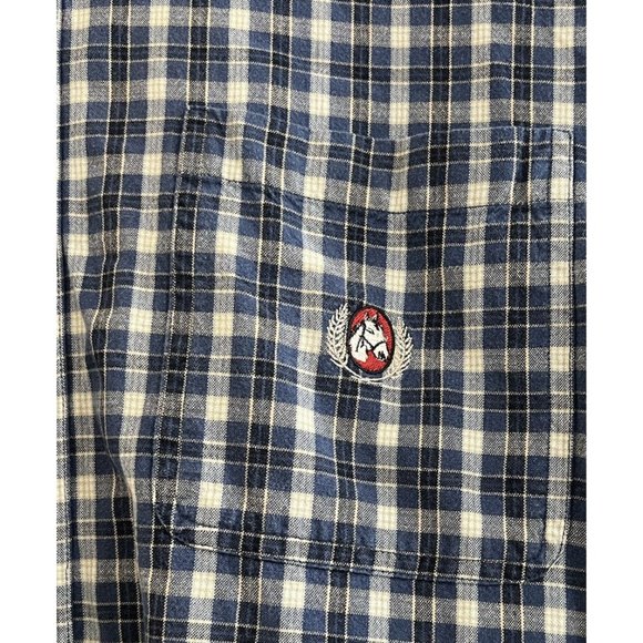 Bit & Bridle Mens Blue Plaid Button Up Shirt ~ Long Sleeve ~ Size Large - Picture 3 of 5